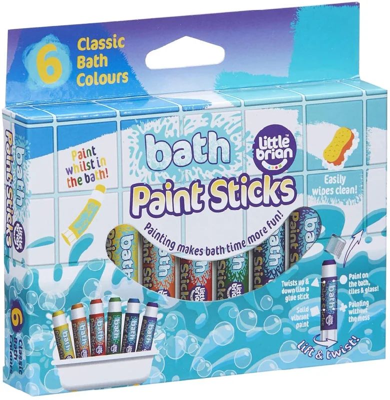 Little Brian Bath Paint Sticks 6 Pack Art and craft for kids Bath Toys 3yrs+