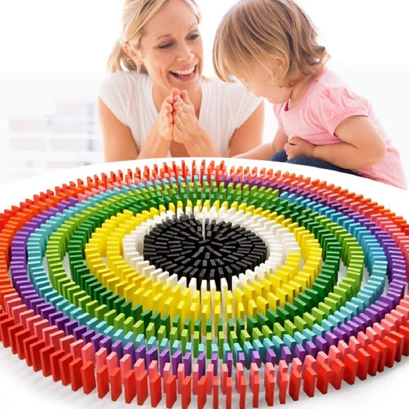 Super Domino Blocks, 12 Colors Bulk Wooden Dominoes - Building Block Tile Game (600 Pieces) Super Domino Blocks, 12 Colors Bulk Wooden Dominoes - Building Block Tile Game (600 Pieces)
